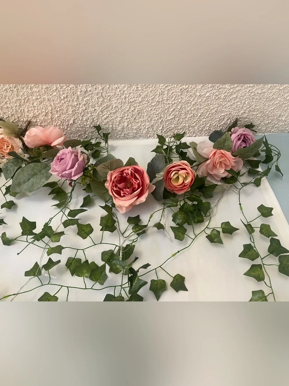 12 Foot Cabbage Rose & Dahlia Flower Garden & Light-up Ivy Vine Room Decor